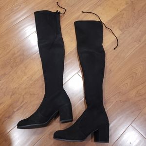 Stuart Weitzman Tieland Black Suede Over The Knee Boots